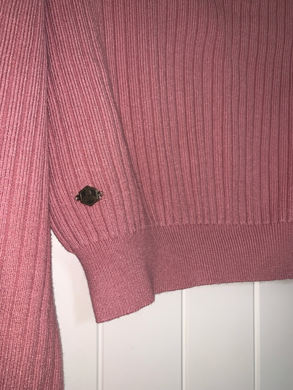 Buckle Fade by BKE Ribbed Cropped Wide Sleeve Crewneck Sweater Dusty Rose Small - Picture 5 of 8